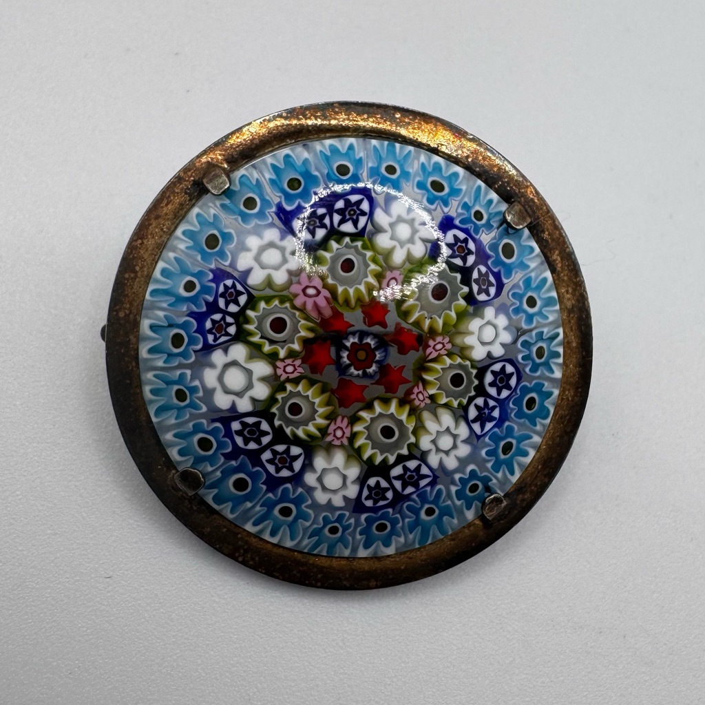Vintage Italian Murano Millefiori Brooch Stamped 800 Silver 588 Vi Hallmark